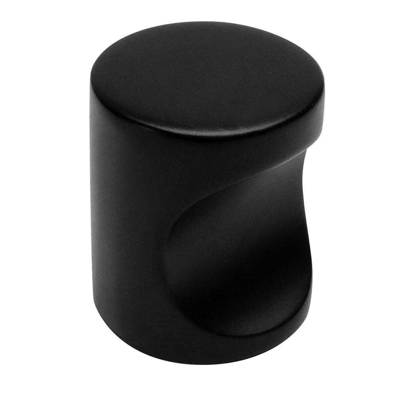 Flat black tube drawer knob with concave on one side