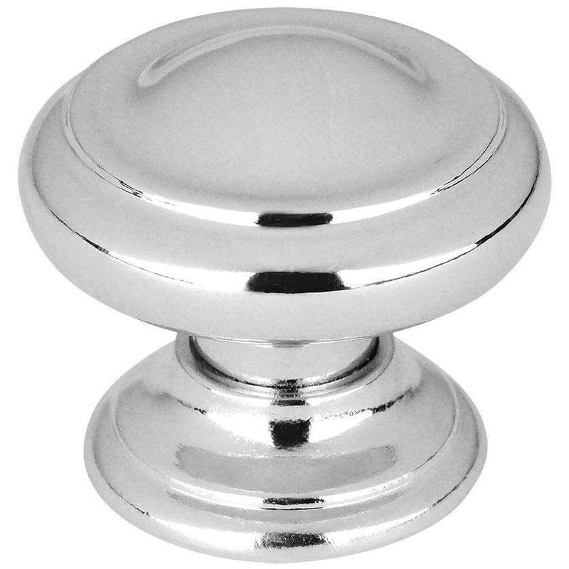 Round drawer knob with slightly raised ring and wide round base