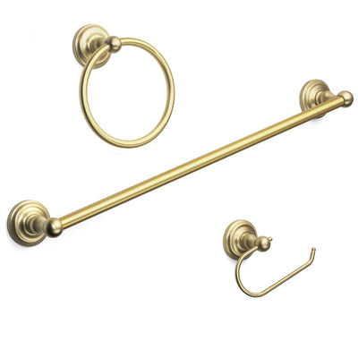 Designers Impressions Royal Series 3 Piece Brushed Brass Bathroom Hardware Set