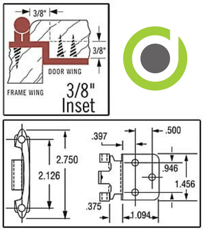 Cosmas 15628-BB Brushed Brass Hinge 3/8&quot; Inset (Pair)