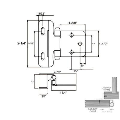 Cosmas 18650-ORB Oil Rubbed Bronze Partial Wrap Hinge 1/2&quot; Overlay (Pair)