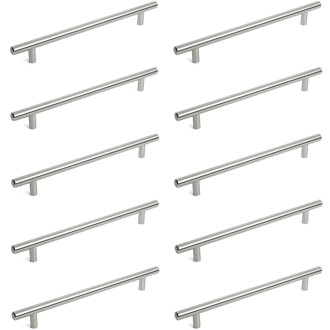 Diversa Brushed Satin Nickel Euro Style 7-1/2&quot; (192mm) Cabinet Bar Pull - 10 PACK