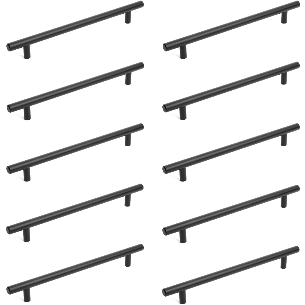 Diversa Matte Black Euro Style 7-1/2&quot; (192mm) Cabinet Bar Pull - 10 Pack