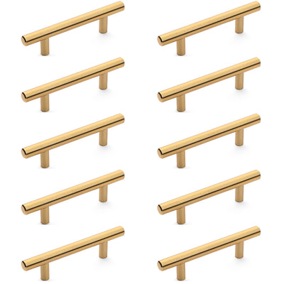 Diversa Brushed Brass Euro Style 3&quot; (76mm) Cabinet Bar Pull- 10 PACK