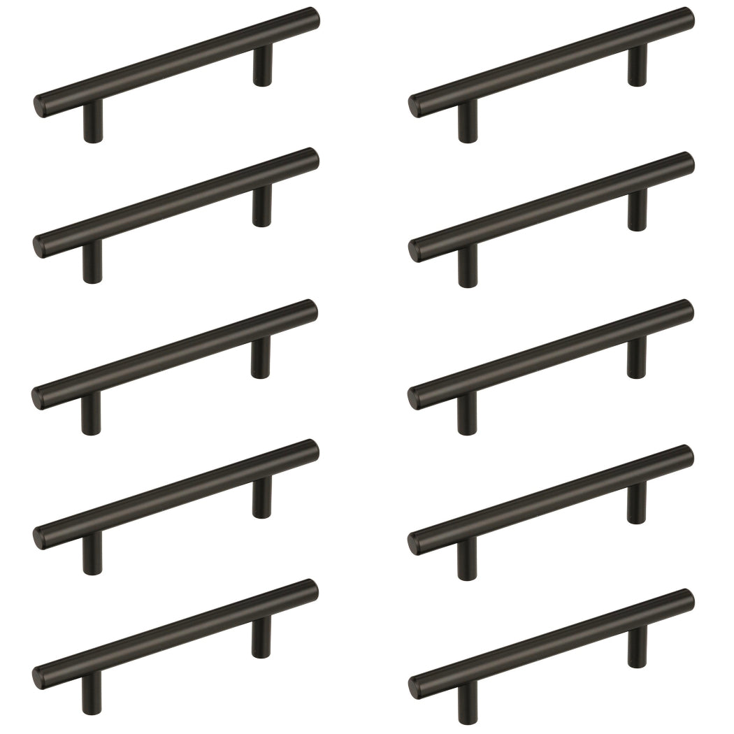 Diversa Matte Black Euro Style 3-3/4&quot; (96mm) Cabinet Bar Pull - 10 PACK