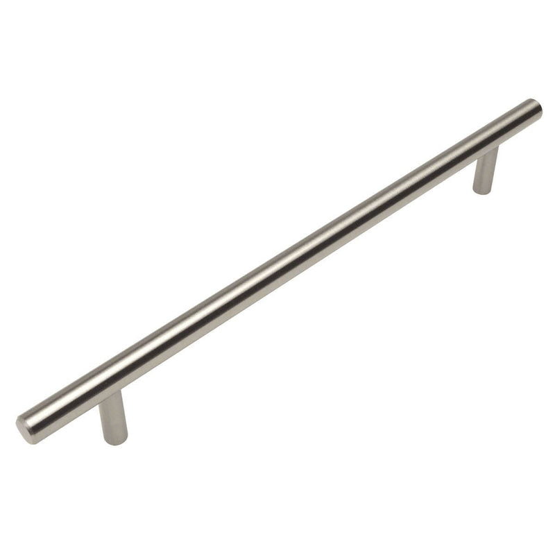 Satin nickel slim line euro style bar pull with eight and seven eighths hole spacing