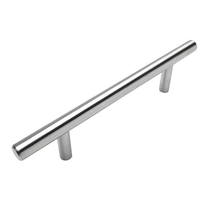 Stainless steel slim line euro style bar pull with three and three quarters inch hole spacing