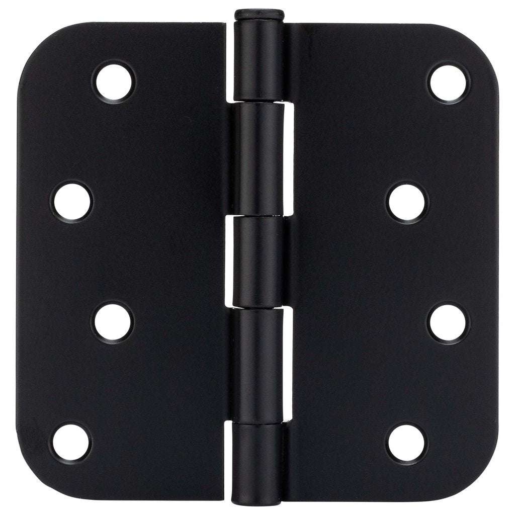 Door Hinge, Matte Black 4&quot; with 5/8&quot; Radius Corners
