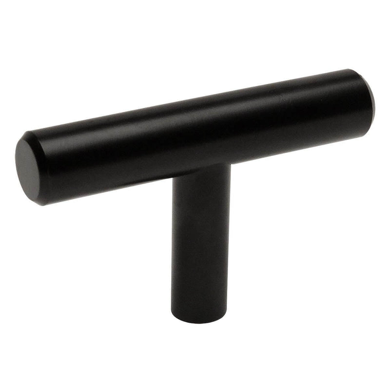 Flat black t euro style bar knob with three eighths inch width