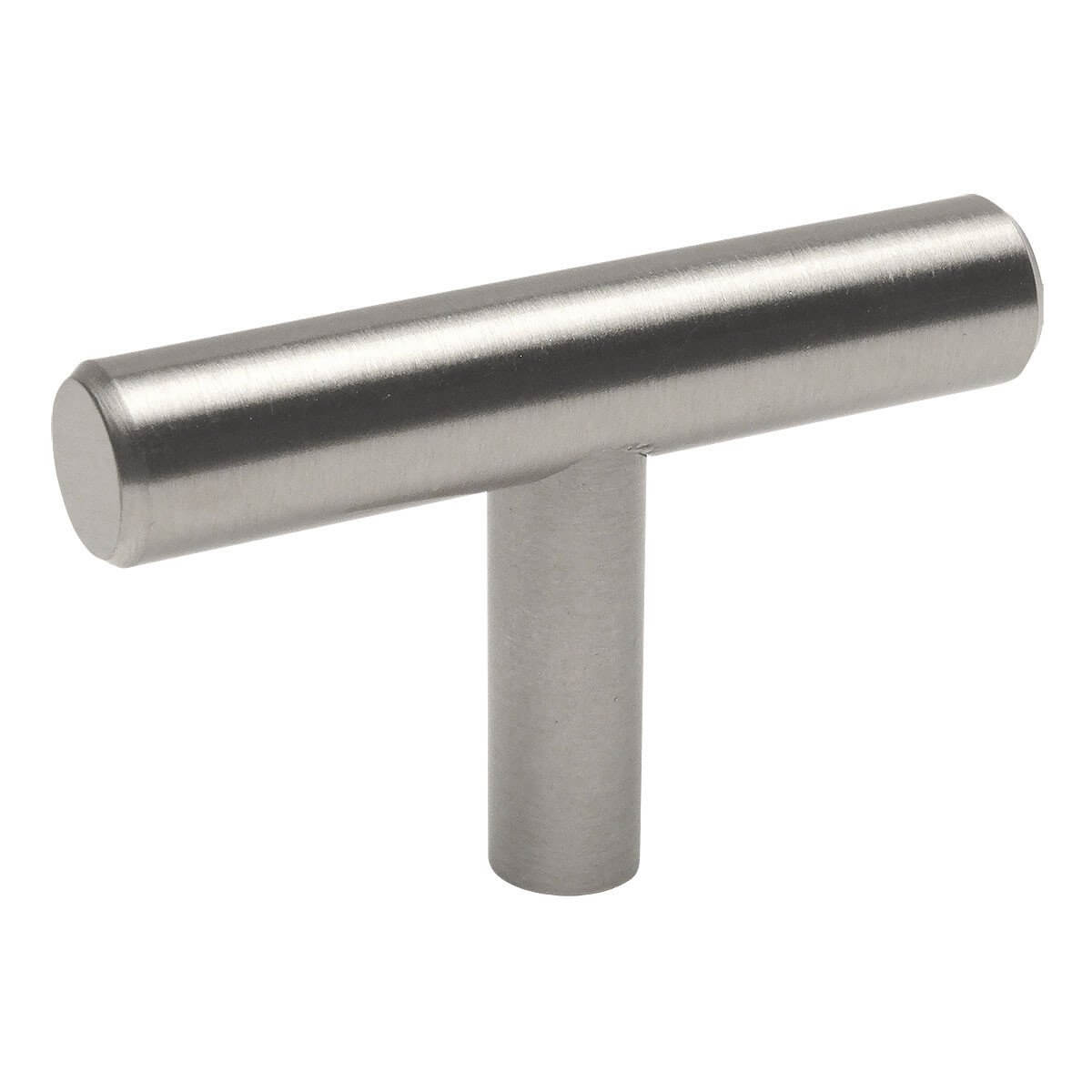Euro style t bar knob with satin nickel finish and beveled edges