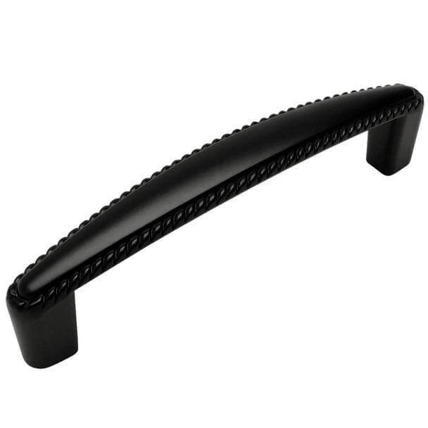 Cabinet pull with rope design in flat black finish