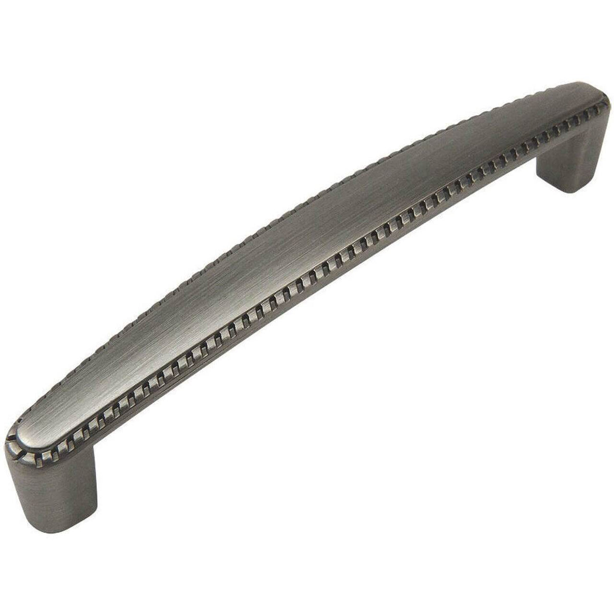 Five inch hole spacing cabinet drawer pull in antique silver finish with rope design