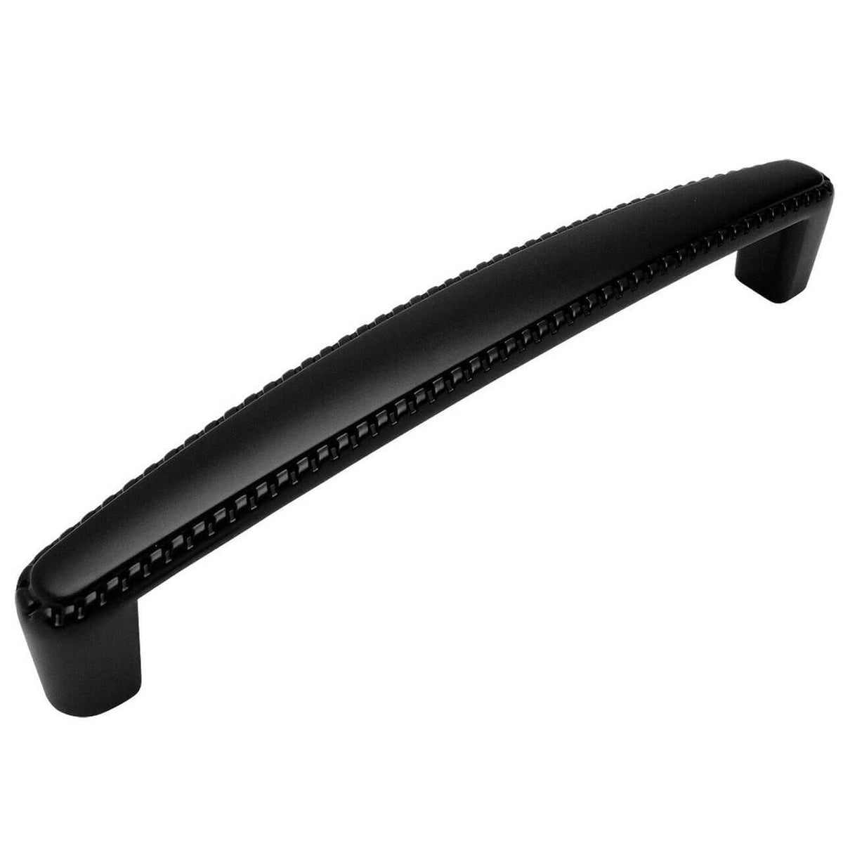 Rope cabinet pull in flat black finish with five inch hole spacing