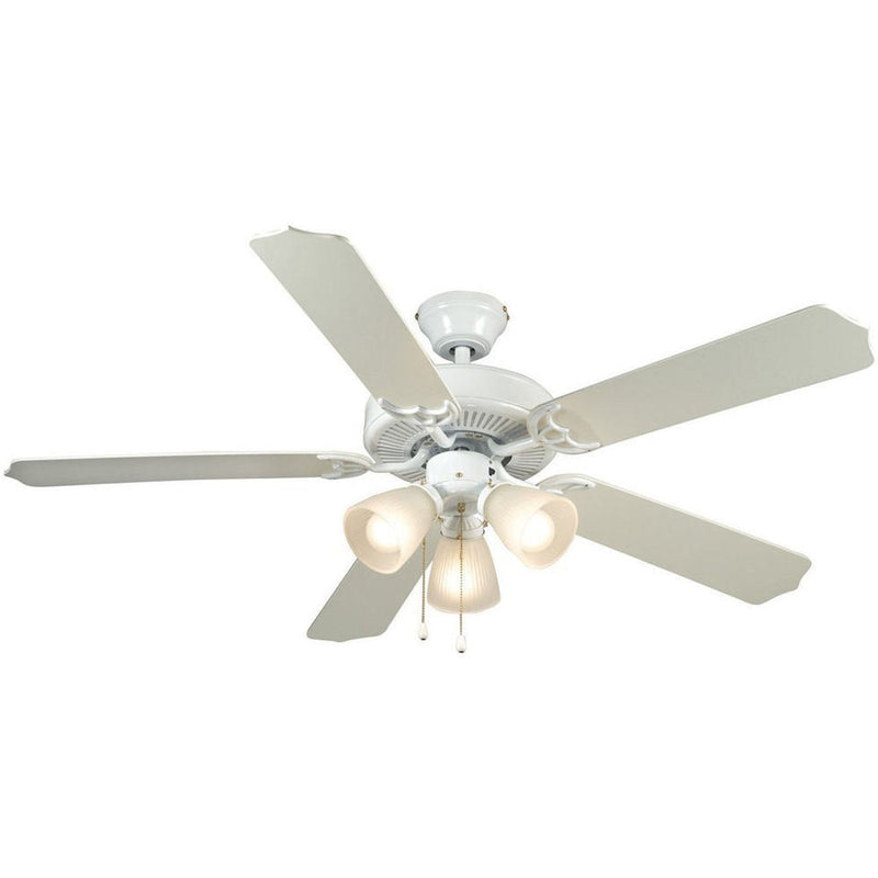 White 52&quot; Ceiling Fan w/ Light Kit : 5919