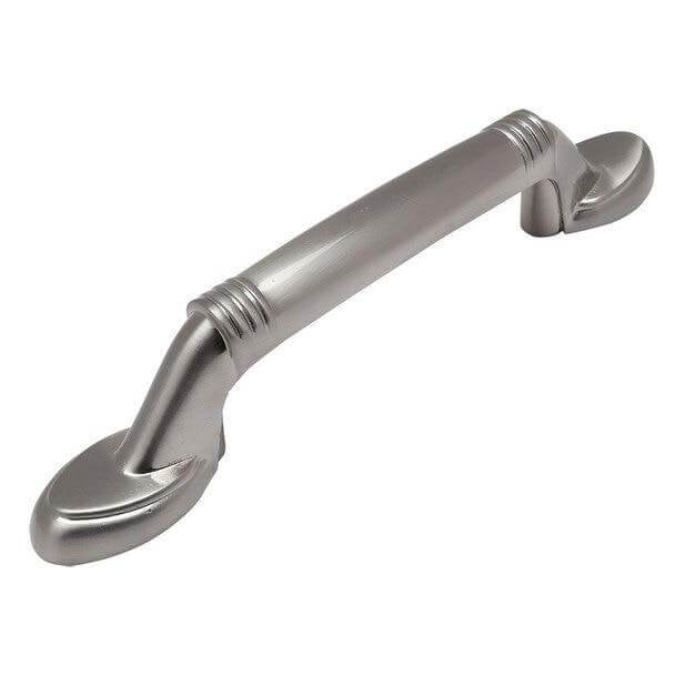 Satin nickel cabinet pull with three inch hole spacing