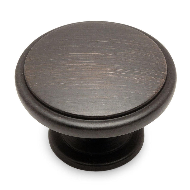 Round drawer knob with raised centre and solid base