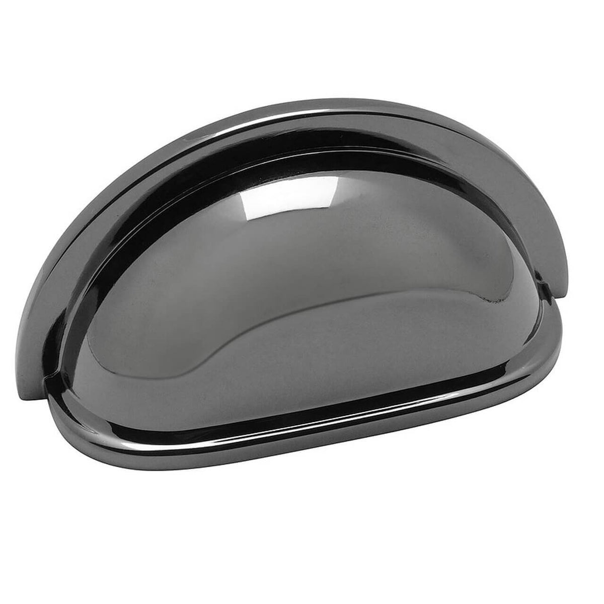 Drawer pull with three inch hole spacing in black nickel finish