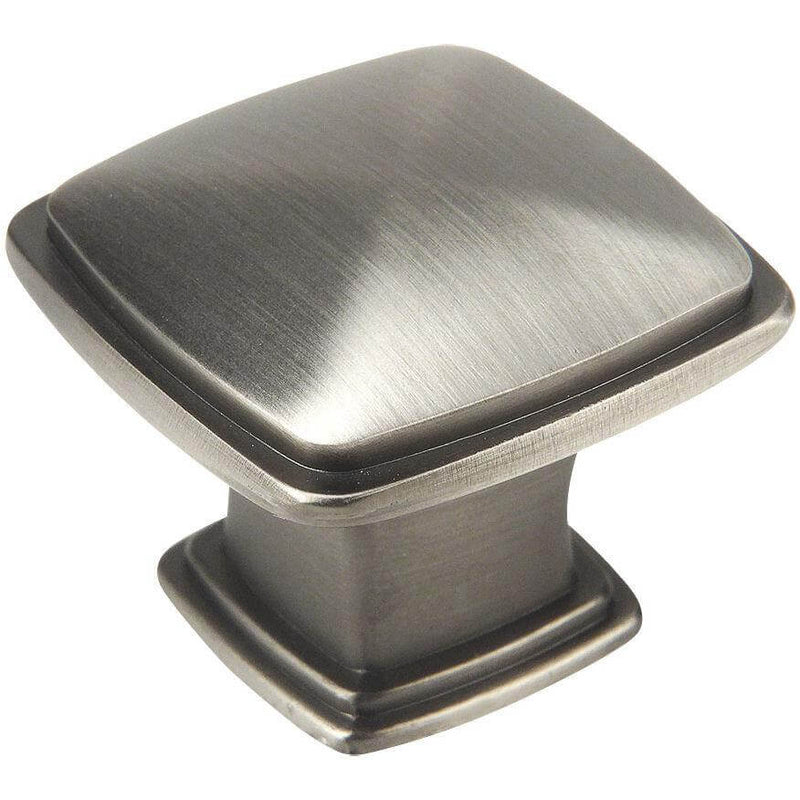 Subtle pyramid antique silver drawer knob with one and a quarter inch diameter