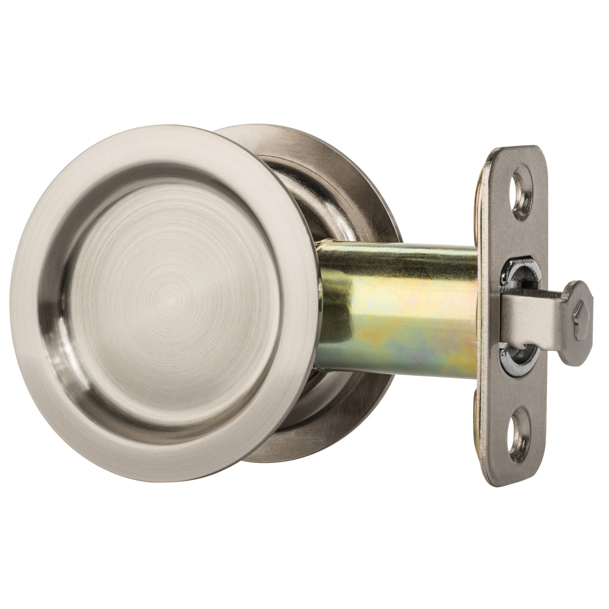 Dynasty Hardware Round Hall/Closet Passage Pocket Door Latch Satin Nickel