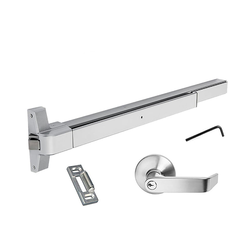 Dynasty Hardware Push Bar Panic Exit Device and Exterior Lever, Aluminum
