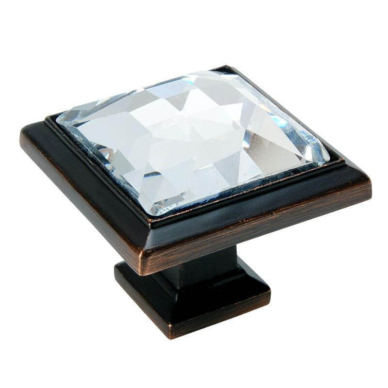 Cosmas 5883ORB-C Oil Rubbed Bronze & Clear Glass Square Cabinet Knob Cosmas 5883ORB-C Oil Rubbed Bronze & Clear Glass Square Cabinet Knob