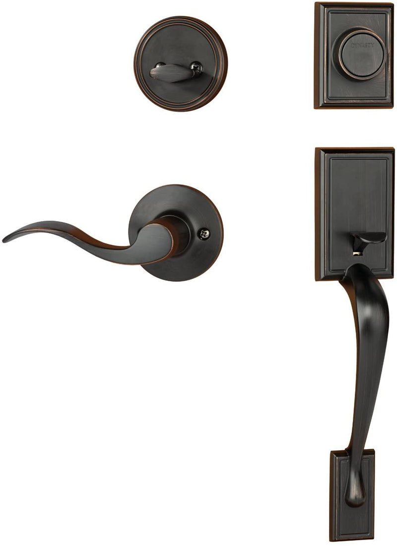 Dynasty Hardware Ridgecrest RID-HER-405-12PR Right Hand Dummy Front Door Handleset with Heritage Lever, Aged Oil Rubbed Bronze