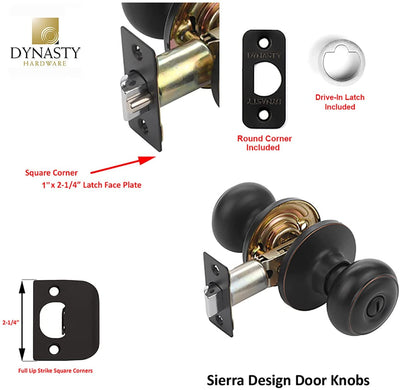 Dynasty Hardware Sierra SIE-30-12P Privacy Door Knob, Aged Oil Rubbed Bronze