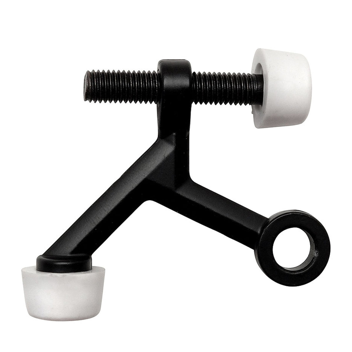Hinge Pin Matte Black Light Duty Door Stop with White Tips
