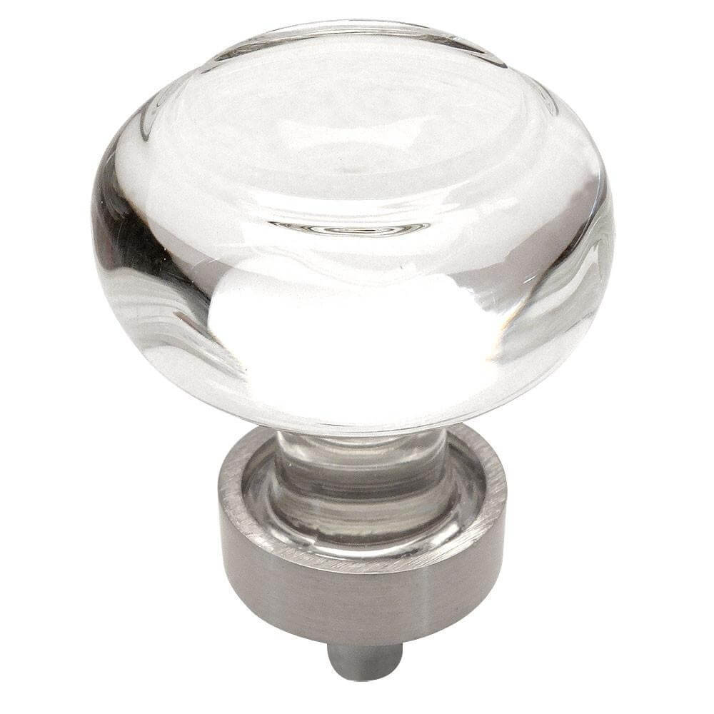 Cosmas 6355SN-C Satin Nickel & Clear Glass Round Cabinet Knob