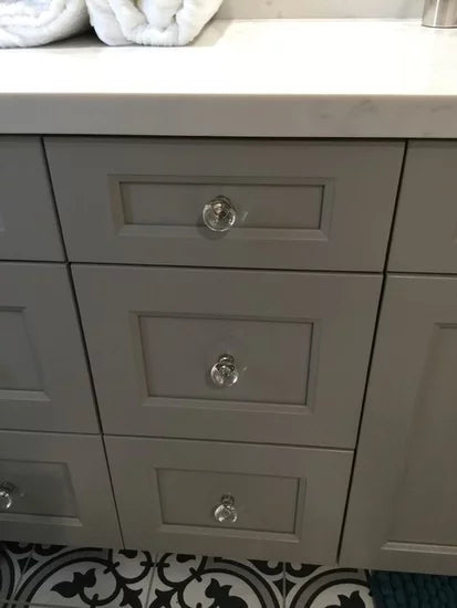 Cosmas 6355SN-C Satin Nickel &amp; Clear Glass Round Cabinet Knob