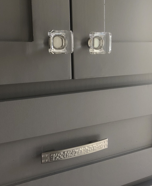 Cosmas 6377SN-C Satin Nickel &amp; Clear Glass Square Cabinet Knob