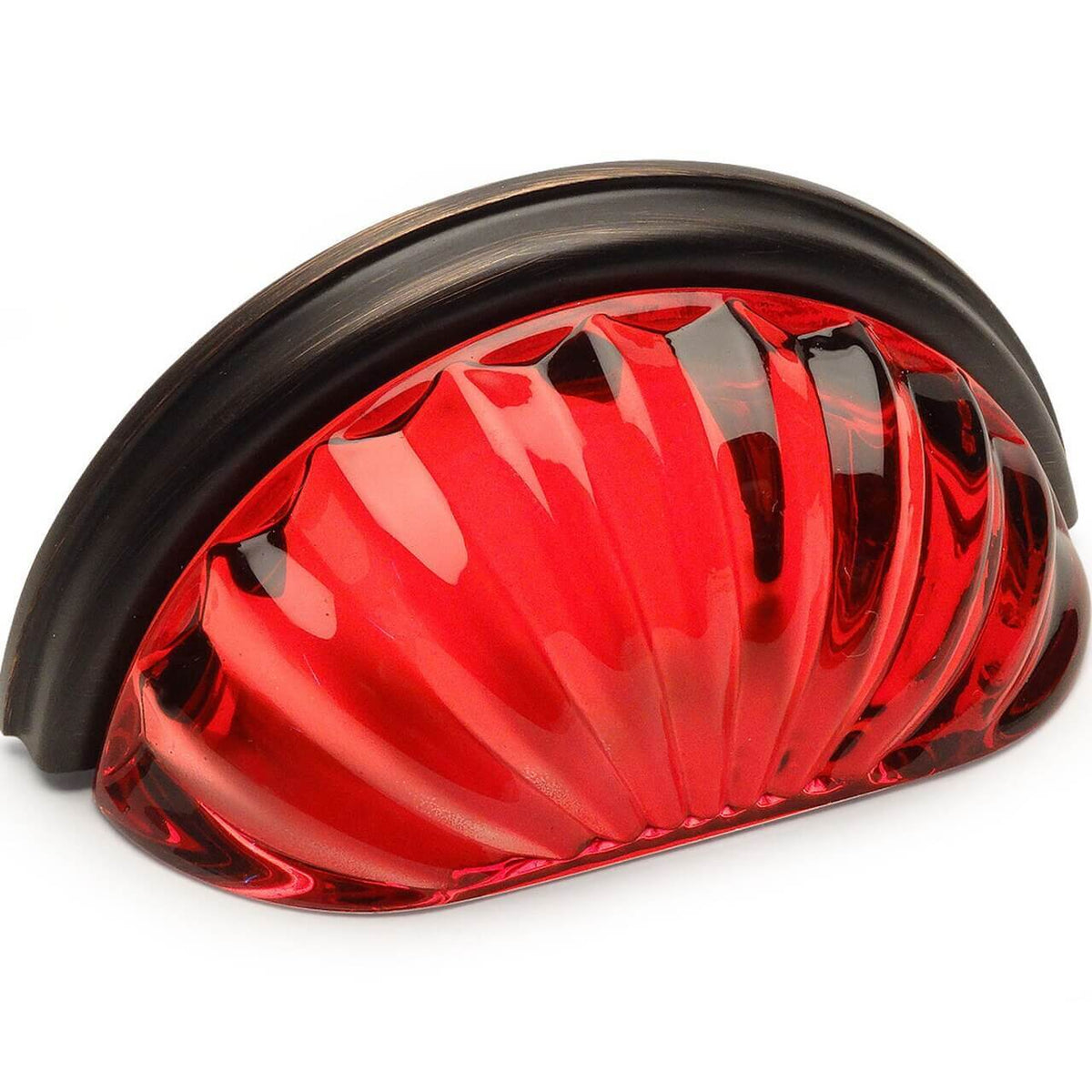 Three inch hole spacing cabinet cup pull in oil rubbed bronze finish