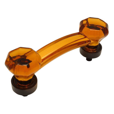 Three inch hole spacing drawer pull with diamond rock shaped ends in oil rubbed bronze finish