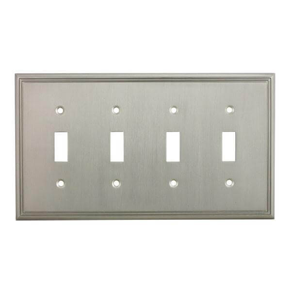 Cosmas 65006-SN Satin Nickel Quad Toggle Switchplate Cover - Cosmas