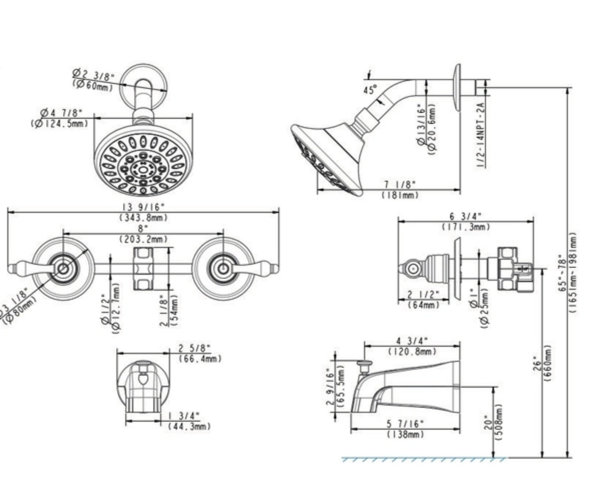 Designers Impressions 651693 Oil Rubbed Bronze Tub / Shower Combo Faucet with Multi-Setting Shower Head