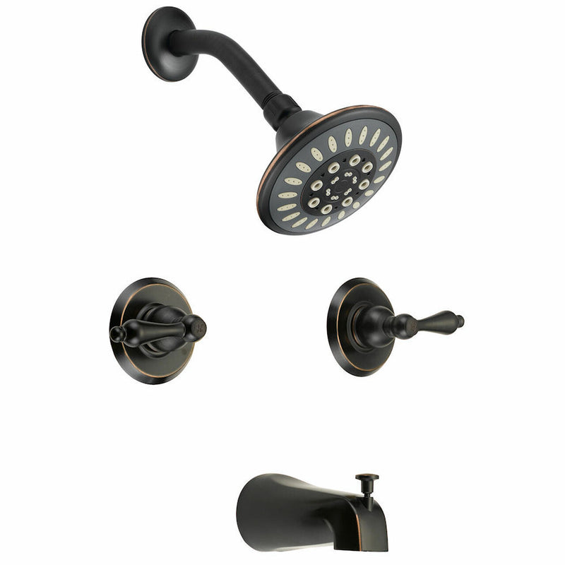 Designers Impressions 651693 Oil Rubbed Bronze Tub / Shower Combo Faucet with Multi-Setting Shower Head