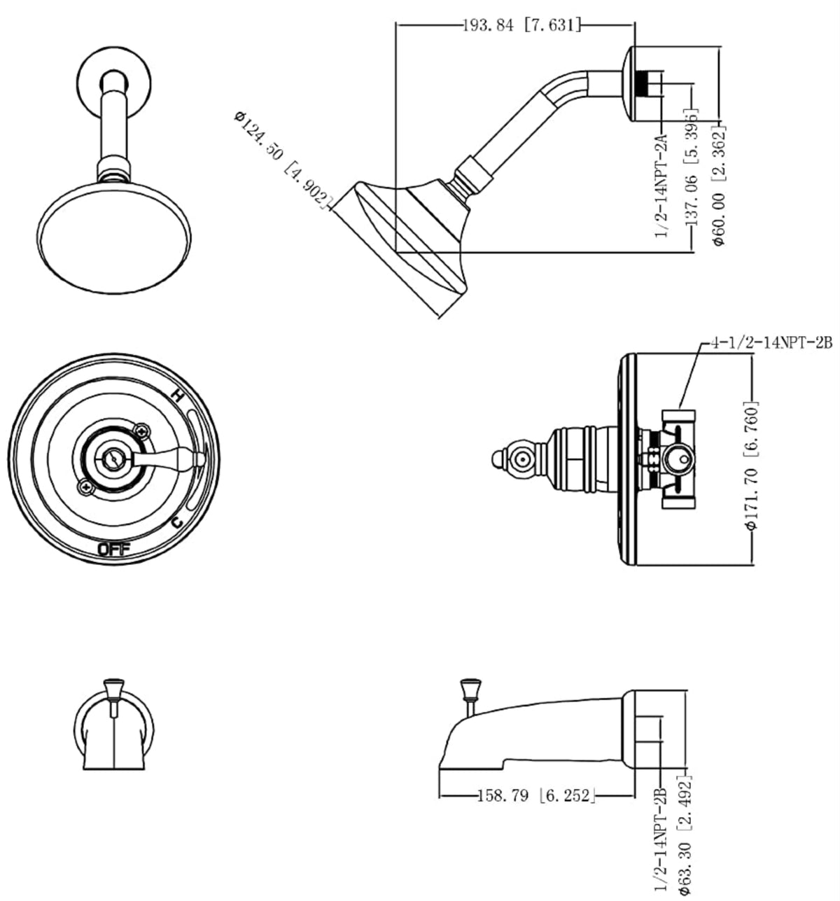 Designers Impressions 654692 Oil Rubbed Bronze Tub / Shower Combo Faucet