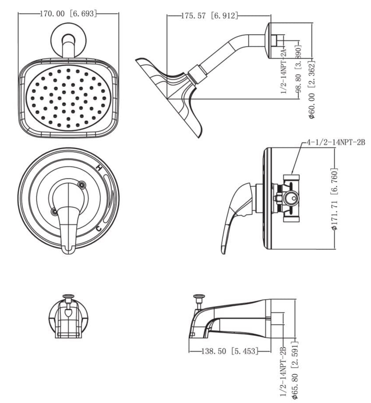 Designers Impressions 655700 Oil Rubbed Bronze Tub / Shower Combo Faucet