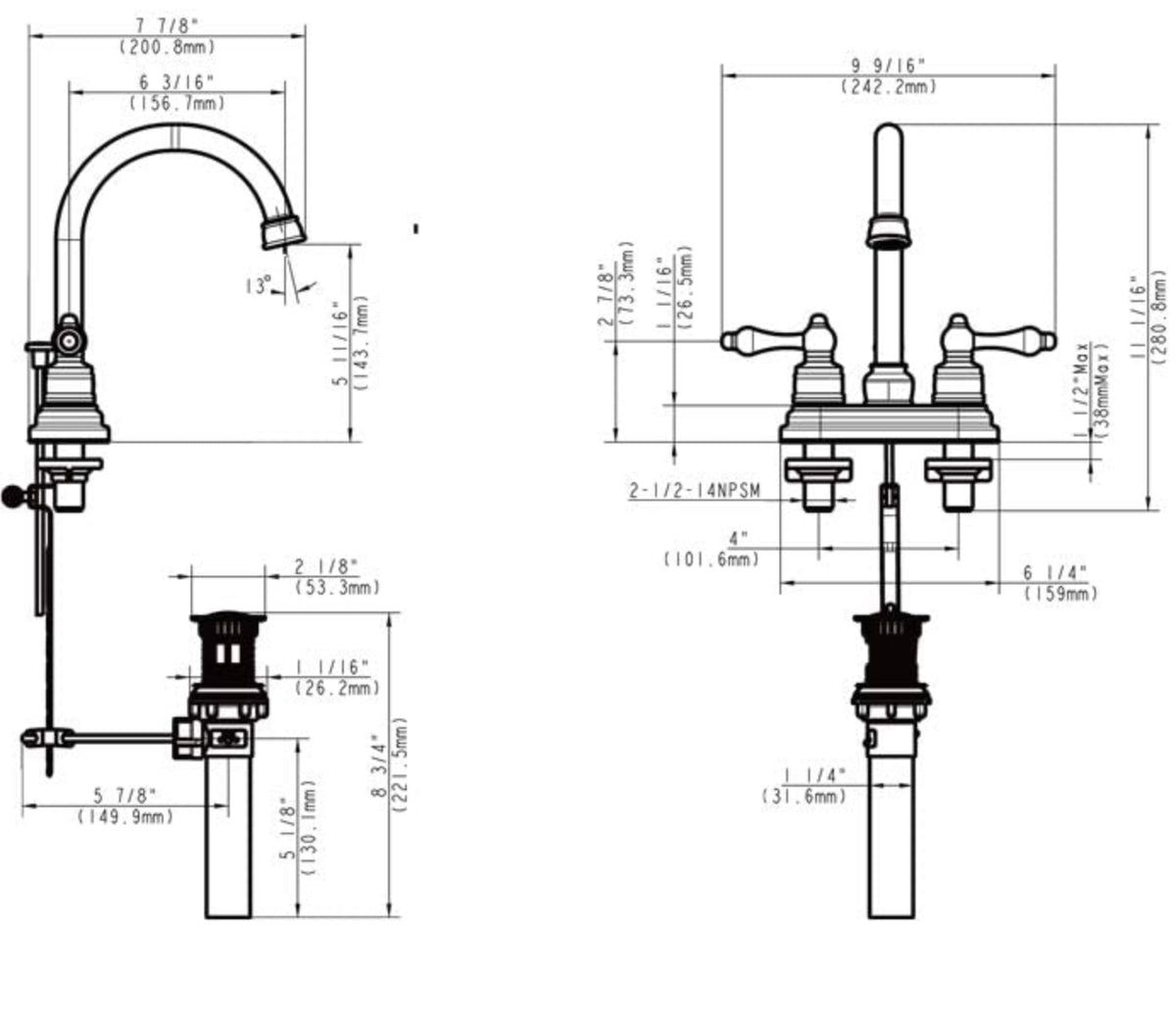 Designers Impressions 685749 Polished Chrome Lavatory Vanity Faucet