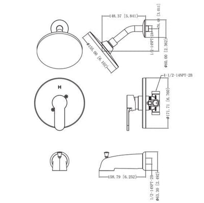 Designers Impressions 615717 Satin Nickel Single Handle Tub / Shower Combo Faucet