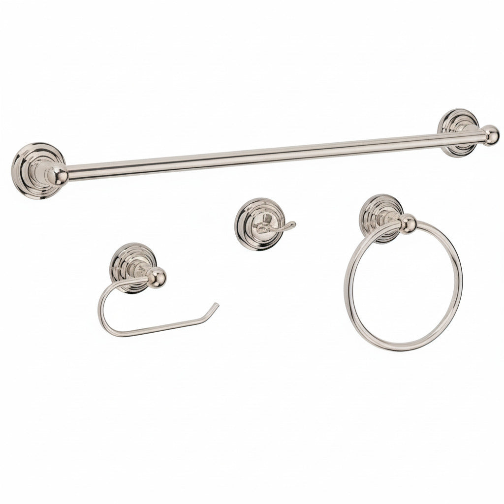 Designers Impressions 700 Series 4 Piece Satin Nickel Bathroom Hardware Set