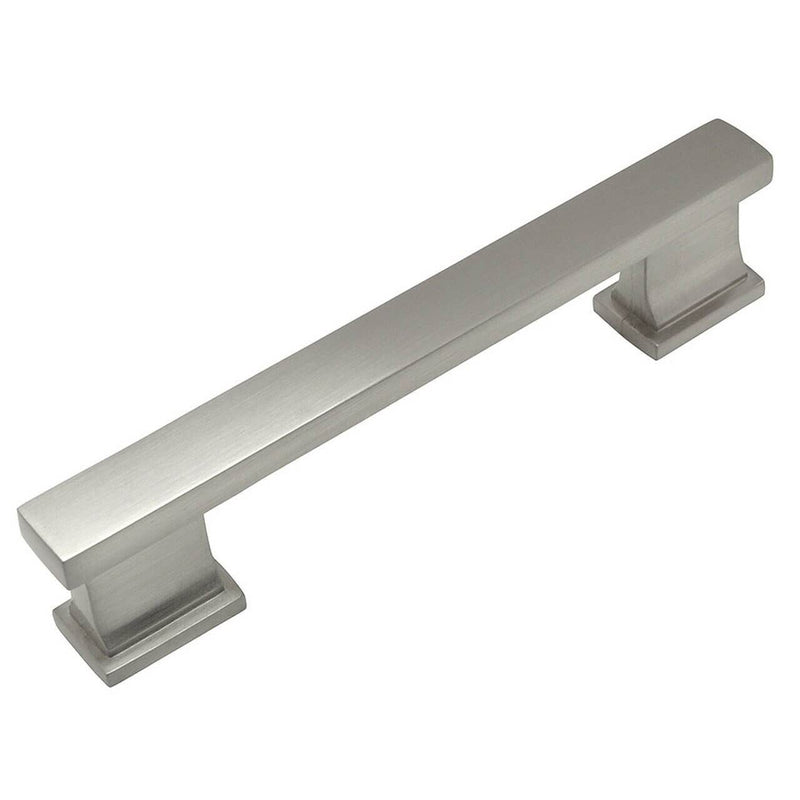 Satin nickel drawer pull with square edge design