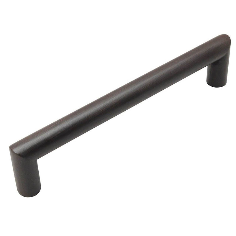 Five inch hole spacing cabinet drawer pull in oil rubbed bronze finish with round bar design