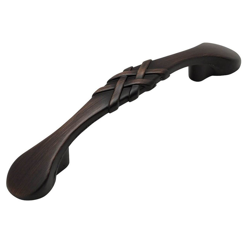 Oil rubbed bronze braided cabinet handle pull with three inch hole spacing