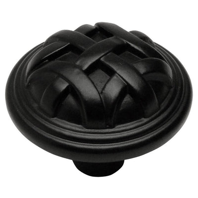 Round drawer knob with convex surface and woven lines design