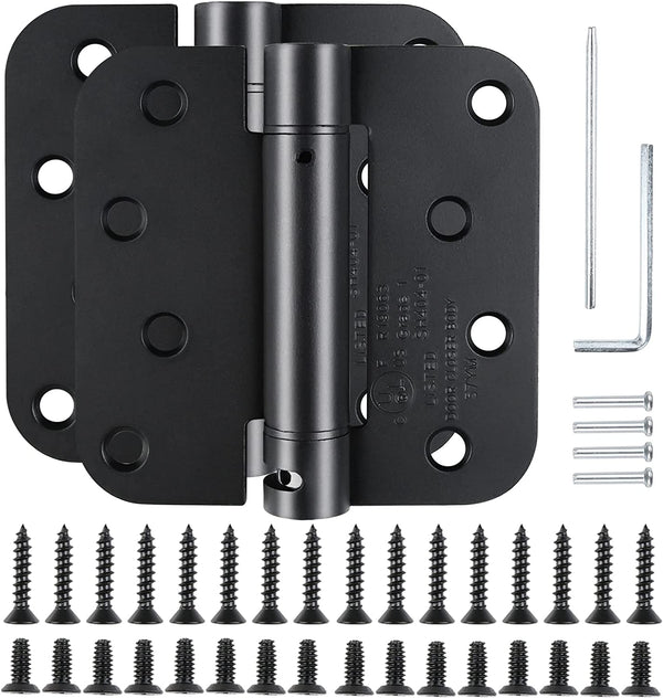 Matte Black SelfClosing 4" x 4" Spring Door Hinge (2PACK