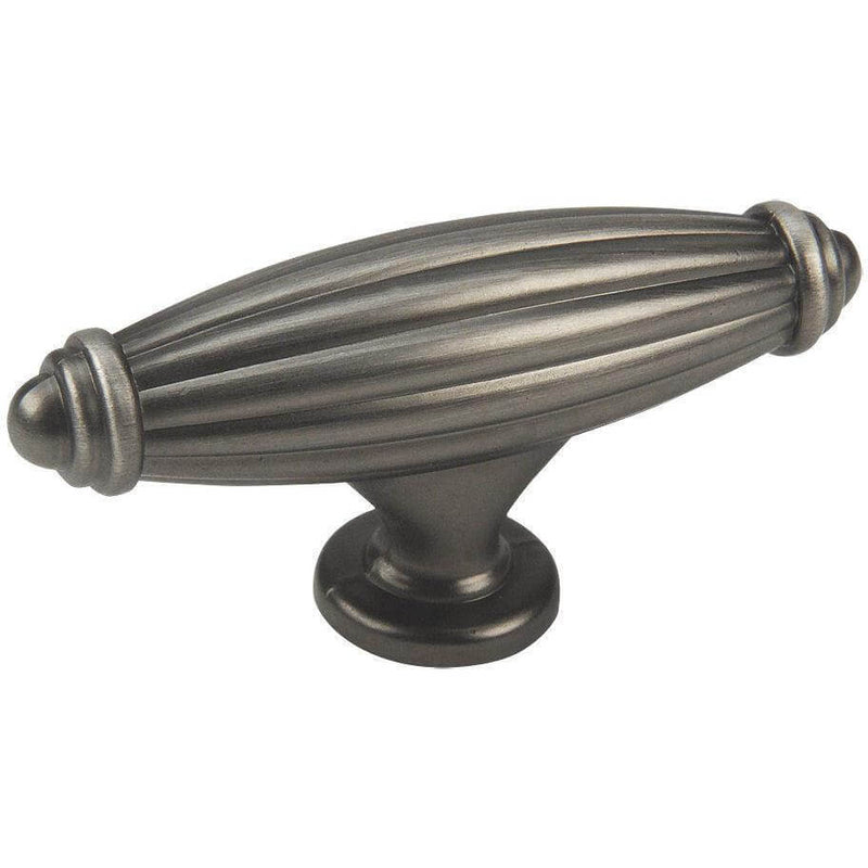 Antique silver cabinet knob with oval shape and pointy ends