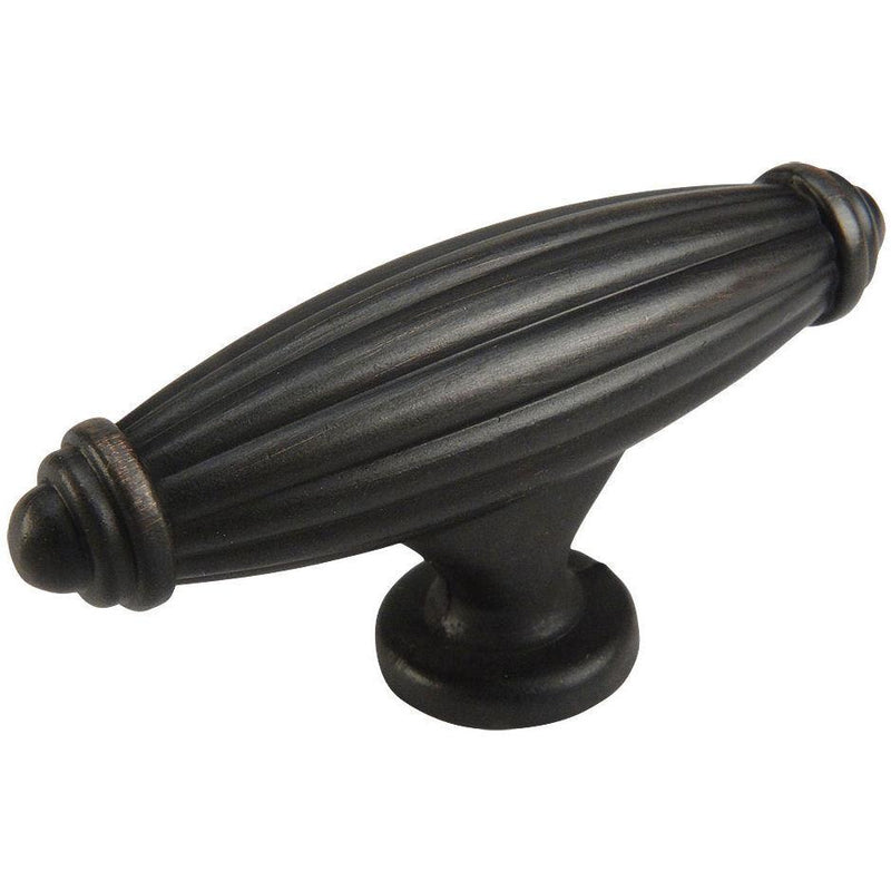 Cabinet knob in oil rubbed bronze finish with two and five eighths inch length