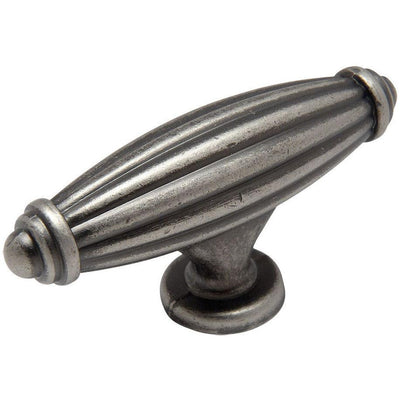 Weathered nickel cabinet drawer knob with pointy ends and two and five eighths inch length