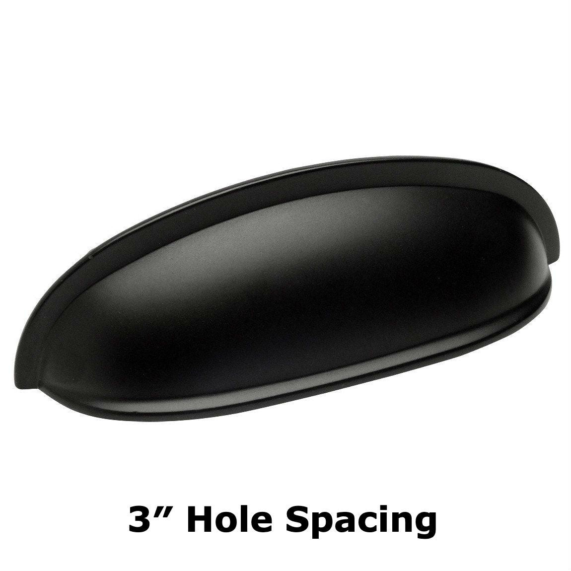 3&quot; hole spacing black cup pull. Cosmas 7712FB Flat Black Cabinet Cup Pull